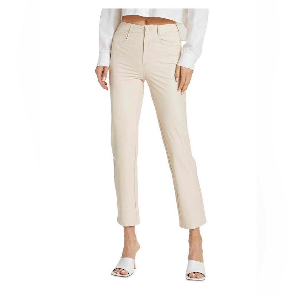 PAIGE cream faux leather pant size 26